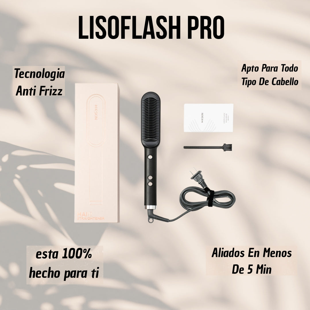 LisoFlash Pro - Peine eléctrico alisador Anti-Frizz Cabello liso todo el dia 🌙